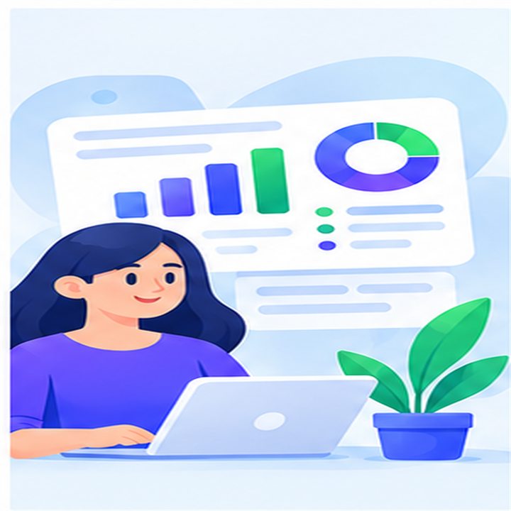 Ilustrasi grafik keuangan di laptop